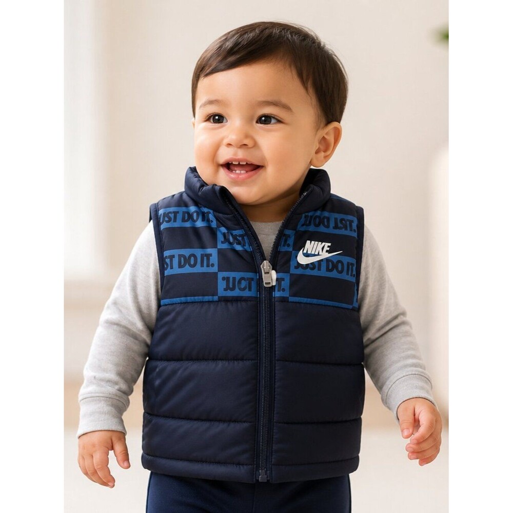 Nike Navy “Just Do It” Puffer Vest – 12 Months